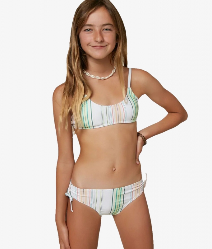 Girl's Zephora Scoop Bralette Swim Set - Multi Colored